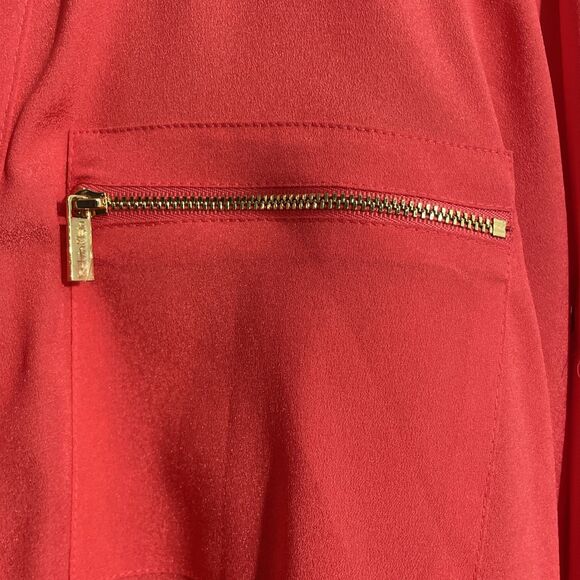 Calvin Klein Women’s Coral Long Sleeve Top Size S Roll Tab Sleeves Waist Blouse - Picture 4 of 13